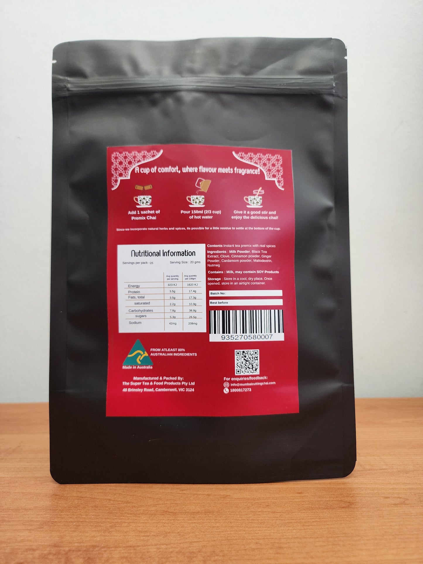 Masala Chai Premix Refill Pack 25 sachets - No Added Sugar
