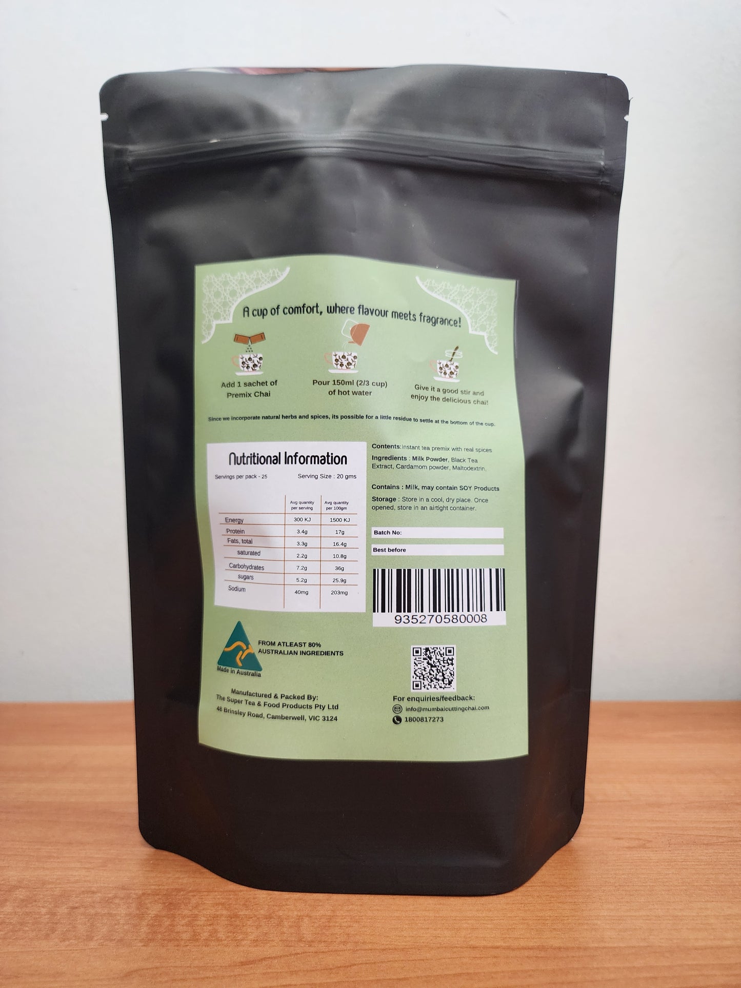 Cardamom Chai Premix Refill Pack 25 Sachets -No Added Sugar