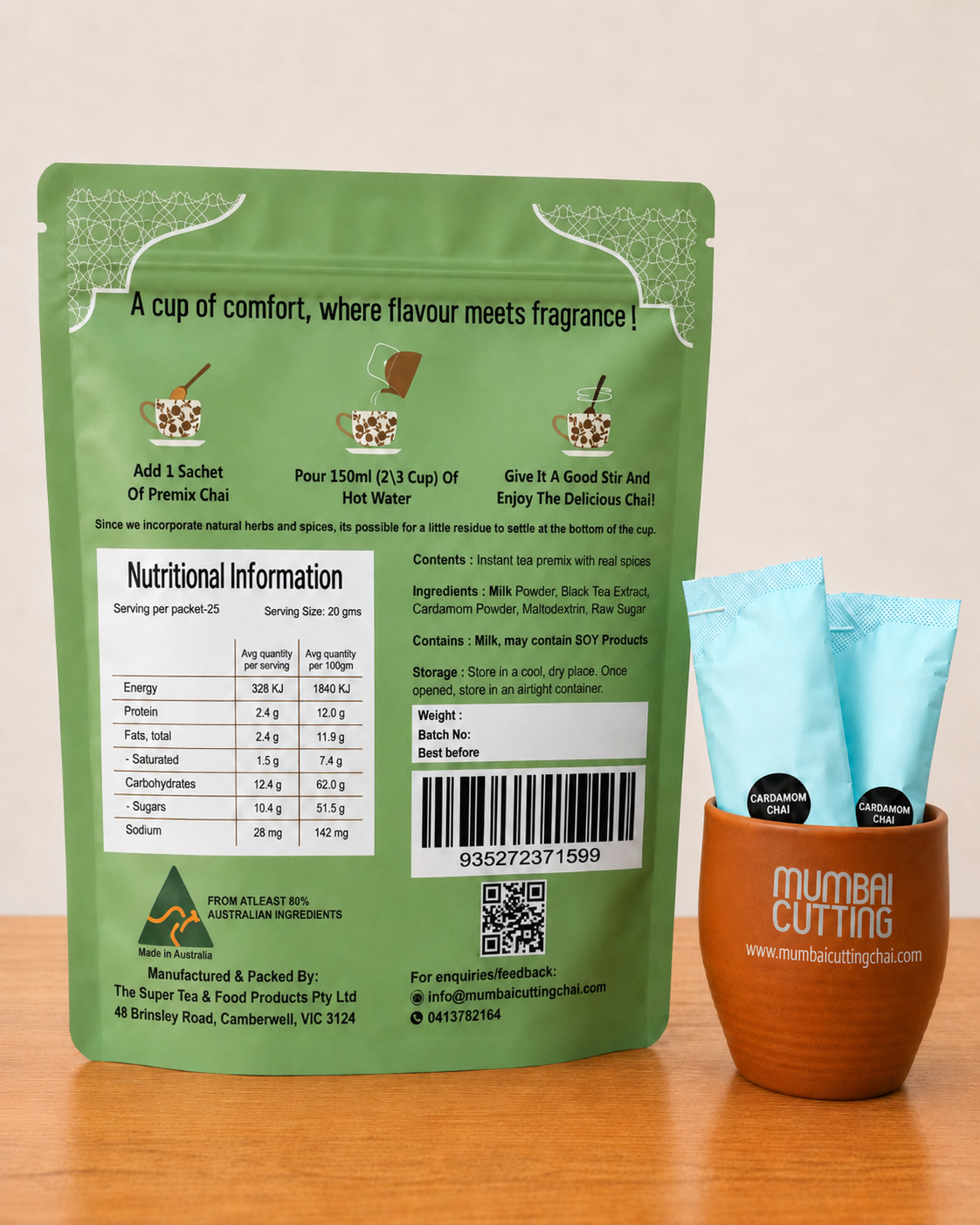 Cardamom Chai Premix 25 sachets - Refill Pack