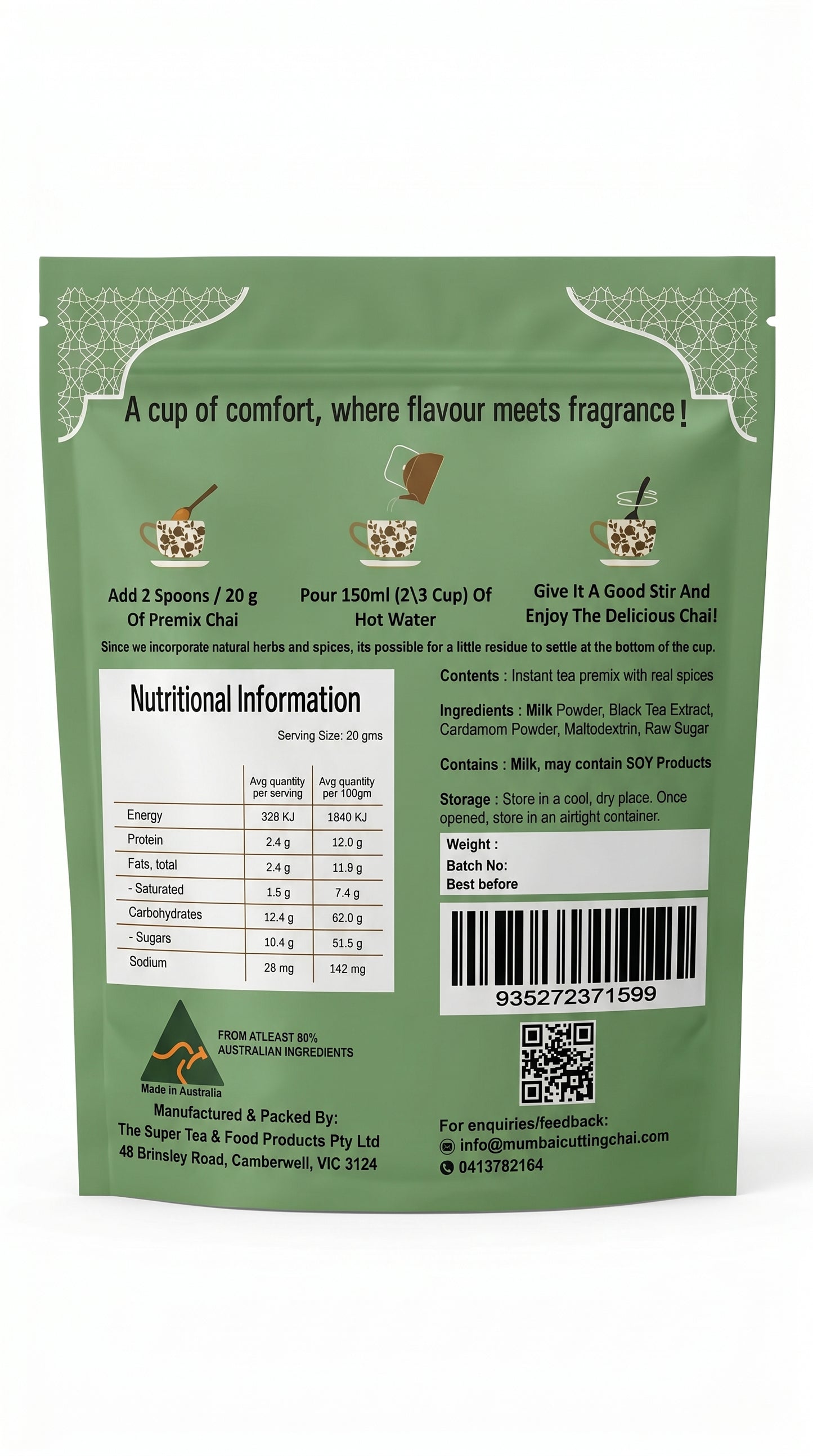 Cardamom Chai Premix 1kg