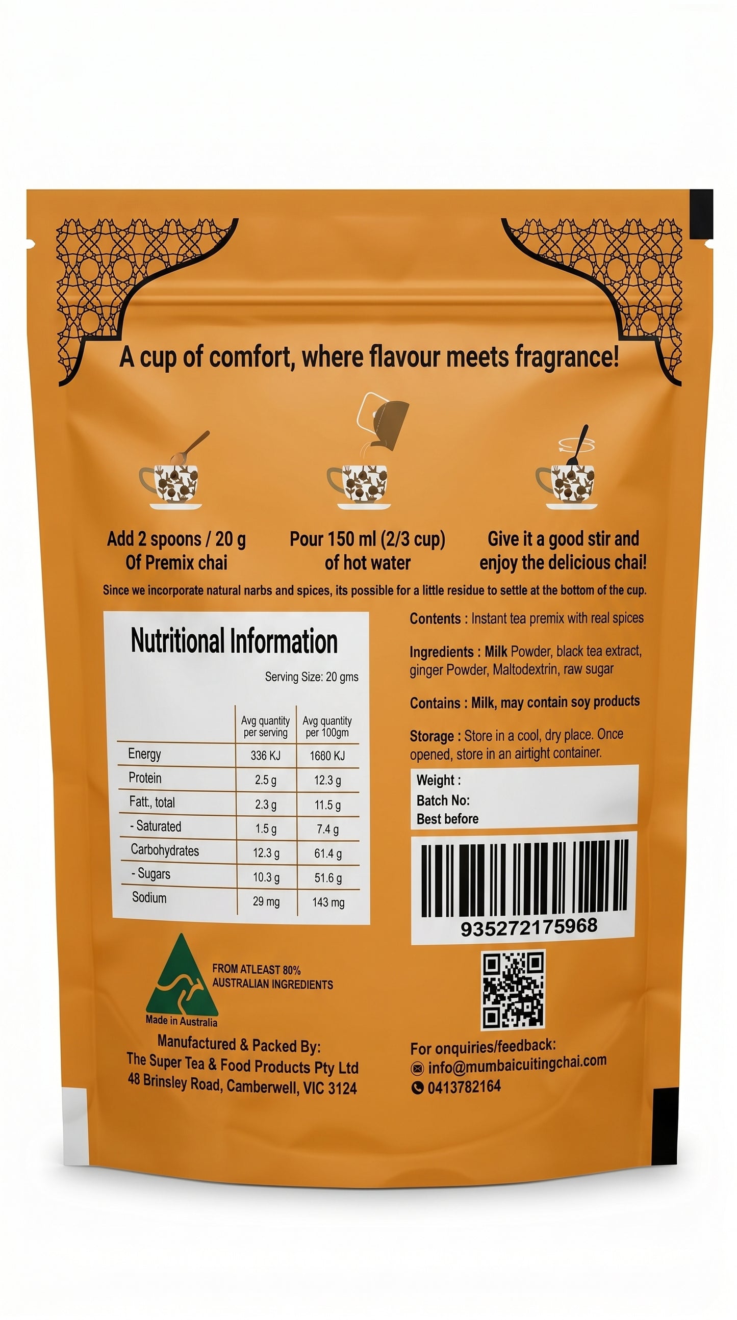 Ginger Chai Premix 500gm