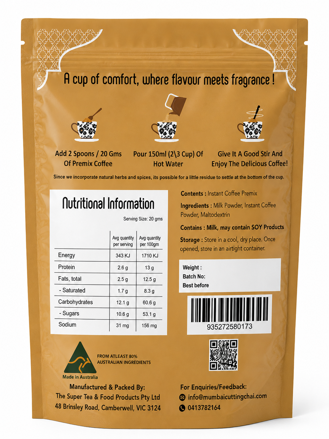 Instant Coffee Premix - 500 Grams