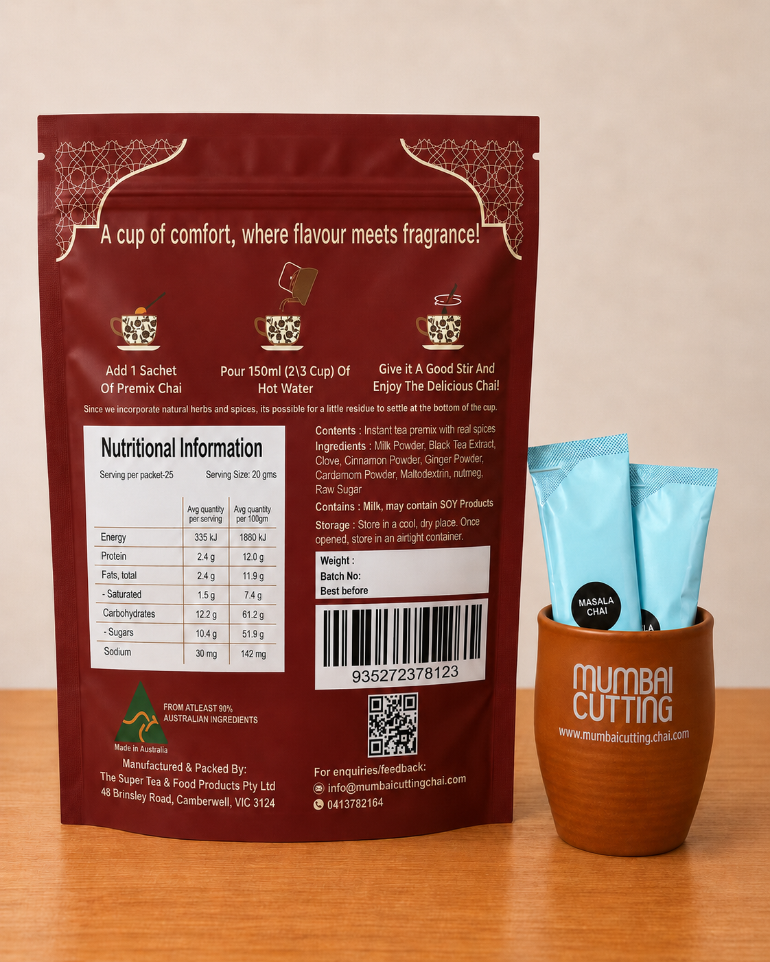 Masala Chai Premix 25 Sachets- Refill Pack
